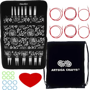 Chiaogoo Twist Red Lace 5-Inch Complete 7500-C Interchangeable Circular Knitting - Picture 1 of 12