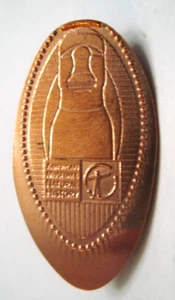 AMERICAN MUSEUM OF NATURAL HISTORY NYC - moai -- elongated copper penny - Picture 1 of 1