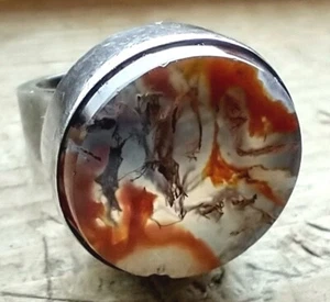 Vintage Moosachat Sterlingsilber Modernist Statement Ring Gr.6 Dänemark Finnland 925 - Bild 1 von 9