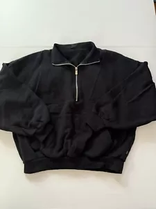 Womens Cotton On Body Black Crop Half Zip Size Medium Jumper Pullover - Picture 1 of 8