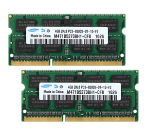 Lot Samsung 8GB 4GB 2RX8 DDR3 1066MHz PC3-8500S 204PIN SO-DIMM Laptop RAM Memory - Picture 1 of 8