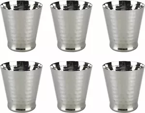 Stainless Steel Hammered Glasses Tumblers 300ml Set of 6 Shatterproof Metal V - Picture 1 of 7