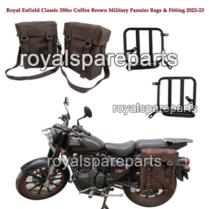 Compatible Para Real Enfield Classic 350 Café Marrón Militar Pannier Bolsas & - Imagen 1 de 6
