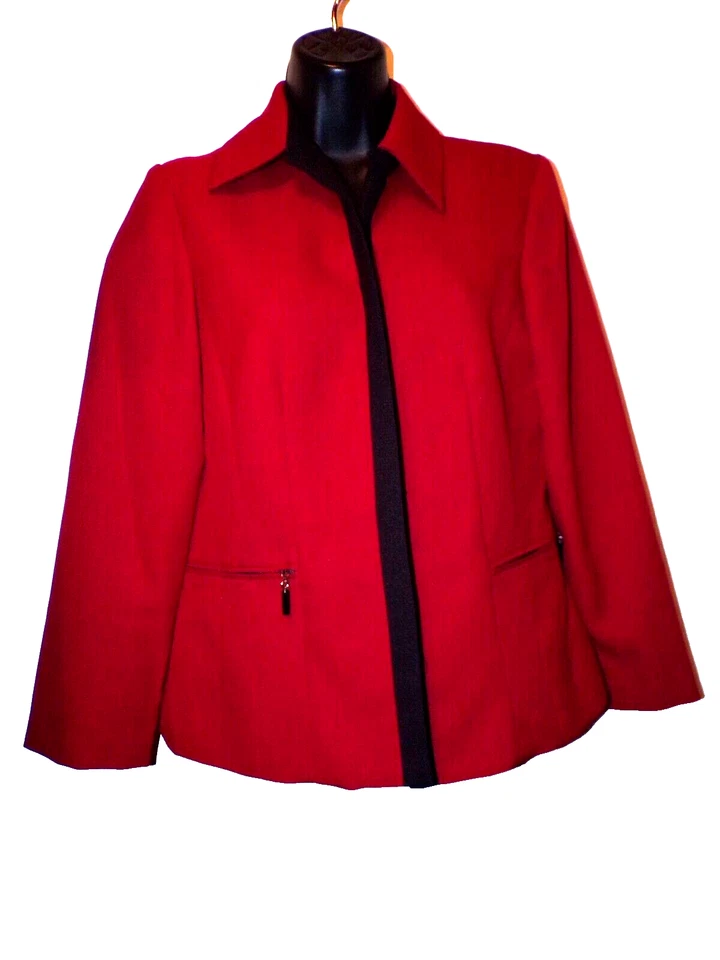 $89 Studio 1 rojo ciruela talla 8P cárdigan estilo blusa chaqueta forrada R2 Foto 1 de 4
