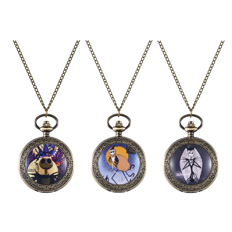 Reloj Bolsillo Vintage Tono Bronce Halloween Calavera Esqueleto Cuarzo Collar Regalo Foto 1 de 1