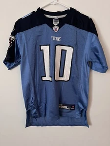 Camiseta de fútbol americano juvenil REEBOK auténtica Vince Young #10 Tennessee Titans L 14-16 - Imagen 1 de 8