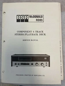 Manual de servicio estéreo vintage raro BSR McDonald modelo RD8D componente 8 pistas - Imagen 1 de 1