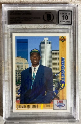 UD Dikembe Mutombo RC #3 1991-92 automático con inscripción "#55" y patio 15" - BGS 10 automático Foto 1 de 4