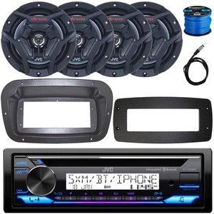 JVC Compact Marine Receiver, 4x 6.5" 150 Watts Waterproof 2-Way Black Speakers - Picture 1 of 9