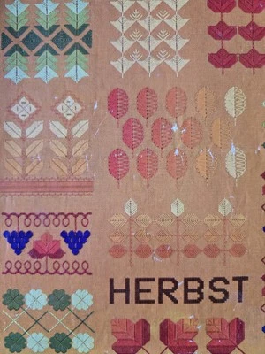 1960s Folk Art Autumn Leaf Grapes Mez Embroidery Chart Pattern Vintage - Image 1 of 2