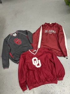 Vintage Oklahoma Sooners Bundle 3pc Embroidered Pullover Jacket Sz Large - Picture 1 of 10