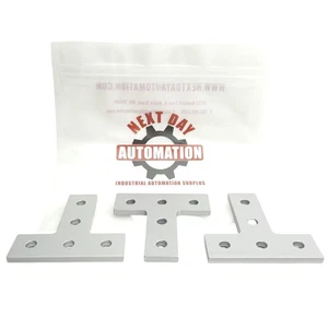 Lot of 3 80/20 20-4080 T Flat Plates, 20 Series, 5-Hole, 60mm x 60mm x 4mm - Picture 1 of 6