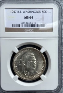 1947 Booker T. Washington Commemorative Half Dollar - NGC MS64 - Picture 1 of 4