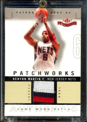 2003-04 FLEER PATCHWORKS KENYON MARTIN GAME-USED 3 CLR JERSEY PATCH #ED /100 - Image 1 of 2