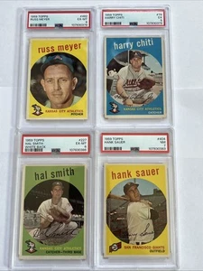 1959 TOPPS PSA 7 6 5 GRADED BASEBALL CARD LOT #79 227 404 482 HIGH GRADES - Picture 1 of 11