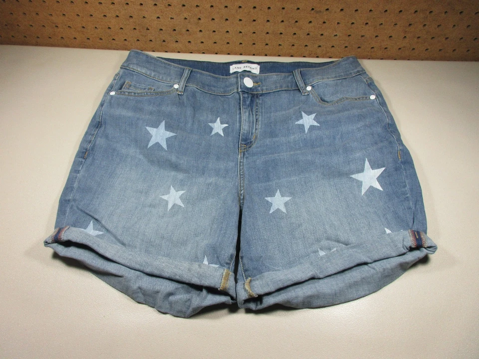 Pantalones cortos elásticos Lane Bryant para mujer estrellas medias desgastadas medio novio 12 usados en excelente estado Foto 1 de 4
