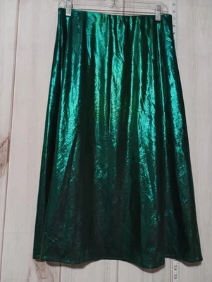 Falda She + Sky para mujer grande midi verde forrada metálica poliéster semi transparente Foto 1 de 4