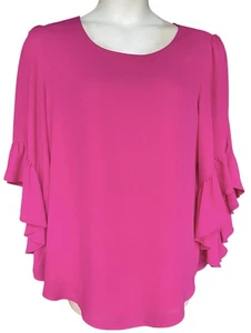 $152 Joseph Ribkoff Ruffle Bell Sleeve Tunic Top Plus 14 Pink Romantic Career - Picture 1 of 8