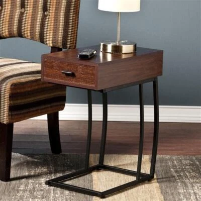 SEI Furniture Porten Side Table with Power and USB in Walnut - Image 1 of 4
