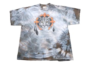 Vintage 90s Nature T-shirt Puma Mountain Lion Tie Dye Adult XL Short-sleeve - Picture 1 of 11
