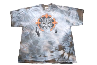 Vintage 90s Nature T-shirt Puma Mountain Lion Tie Dye Adult XL Short-sleeve - Image 1 of 4