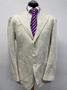 SUITSUPPLY BLAZER LUJO LINO/ALGODÓN ARENA TESSUTI DI SONDRIO 40L NUEVO SIN ETIQUETAS 0246 - Imagen 1 de 7