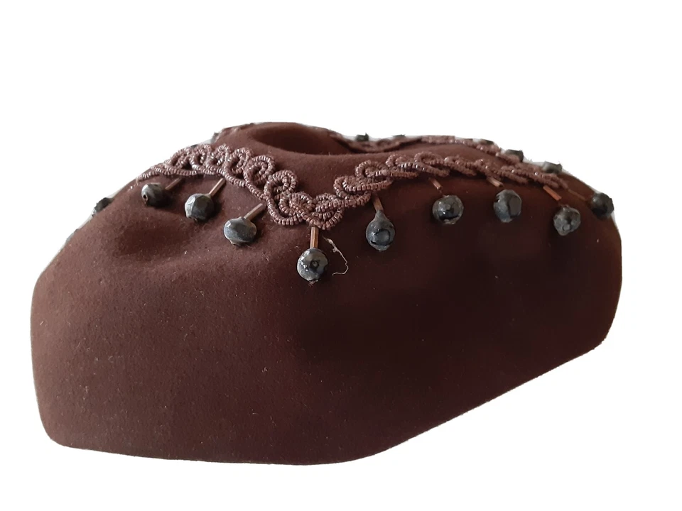 De colección. Sombrero pastillero de lana marrón boina Stetson Fifth Avenue cuentas John B. Stetson Co  Foto 1 de 4