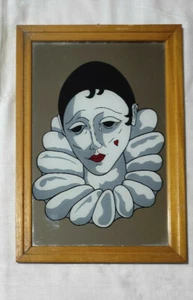 QUADRO A SPECCHIO PAINTED MIRROR PIERROT MASCHERA CARNEVALE - Imagen 1 de 2