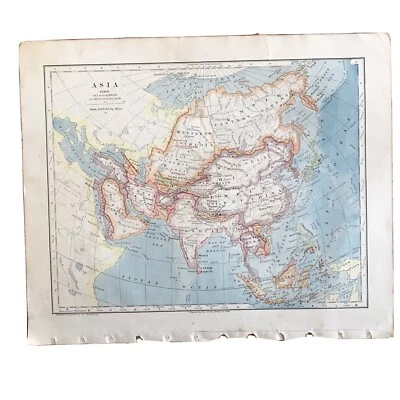1883 Map Asia China Empire Arabia Persia Siam India Manchuria Matthews Northrup - Image 1 of 4