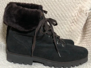 DONALD J PLINER Women's Dark Brown Combat Hiker Lace-Up Fur Lined Boot - Size 9 - Picture 1 of 11