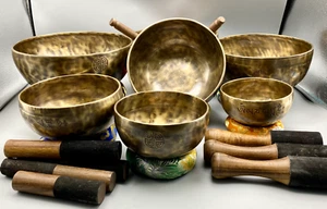 8"-12" Full Moon singing bowl set-set of 7 Full moon singing bowl-Chakra Healing - Picture 1 of 6