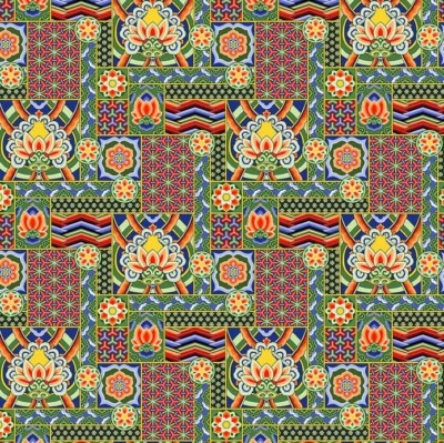 Korean Traditional Dancheong Patterned Fabric made in Korea  BTHY - Image 1 of 4