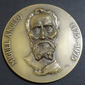 MEDALLA CONMEMORATIVA MIGUEL ANGELO BUONARROTI 1475 - 1975 BRONCE TECXX 31 - Imagen 1 de 4