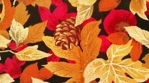 Fabric Concord House Fall Leaves of Gold Yellow w/Red Berries 6" x 48" $3.25 - Picture 1 of 4
