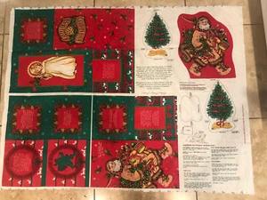 Fabric Vintage Pop-up Tree Book panel Christmas Woodland Santa - Imagen 1 de 12
