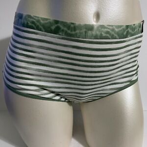 Lane Bryant Cacique Cotton High Leg Brief Panties Underwear Striped Green 34 36