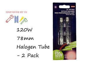 OUTSIDE LIGHT BULBS R7S 120W 78mm Halogen Tube Bubblepack - 2 Pack