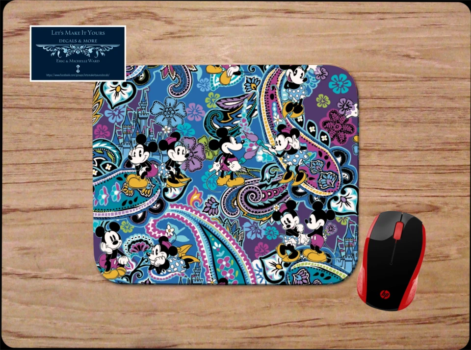 MICKEY & MINNIE BLUE PAISLEY DISNEY INSPIRED CUSTOM PC DESK MAT MOUSE PAD GIFT - Image 1 of 1