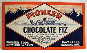 Pioneer Chocolate Fiz Soda Label Davenport Washington - Picture 1 of 1