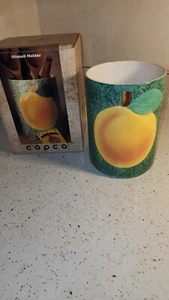 Copco Country Crock PEACH Utensil Holder Porcelain Ceramic Vintage 1982 - Picture 1 of 8