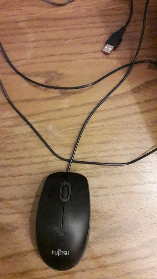 Fujitsu Maus schwarz optisch verkabelt mit USB Anschluss Mous Ratón - Bild 1 von 2