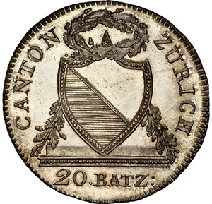 Switzerland - 1826 Zurich 20 Batzen- NGC MS66PL - STUNNING REFLECTIVE SURFACES - Picture 1 of 4