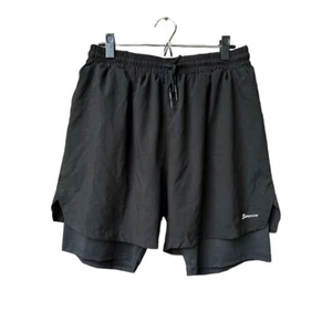 Surenow Mens XXL 2 In 1 Running Shorts Quick Dry Athletic Shorts Black - Picture 1 of 10