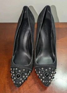 Karl Lagerfeld Paris Damen-Heels schwarz Veloursleder Stiletto Perlen Nieten Größe 8,5 - Bild 1 von 10