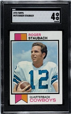 1973 Topps ROGER STAUBACH Dallas Cowboys 2nd Year #475 SGC 4 VG/EX Condition - Image 1 of 2