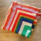 Hand Knit Rainbow Granny Square Blanket Afghan