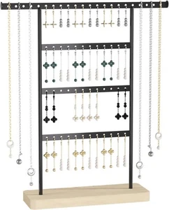 Earring Display Stand, Holder Organizer, 4 Tier Necklace Black - Picture 1 of 6
