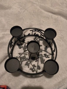 Stella di David Natale BETLEMME Portacandele Metallo Nero Tealight 5 Mangiatoia - Foto 1 di 8