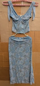 See You Monday blau Paisley Blumen Netz 2-teiliges Set Top & Rock Damen Medium - Bild 1 von 12