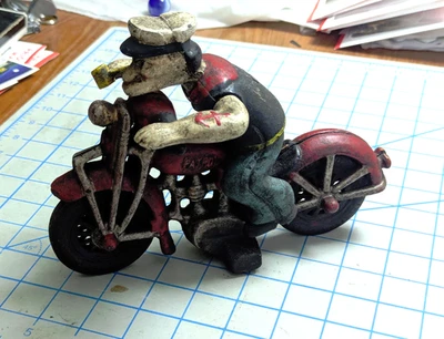 摩托车 大力水手 铸铁 Patina Fatboy 骑手 HOTROD 收藏家 4+ LBS 礼物 — 第 1/4 张图片